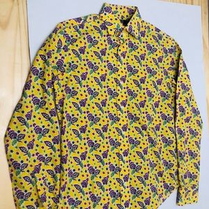 Polo Ralph Lauren Mens M 100%Cotton Vintage Shirt Paisley Yellow/Red Retro
